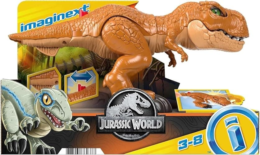 Fisher-Price Imaginext Jurassic World Dinosaur Toy Thrashin’ Action T. rex Figure with Chomping Action for Pretend Play Kids Ages 3+ Years​ - Modern thumbnail 6