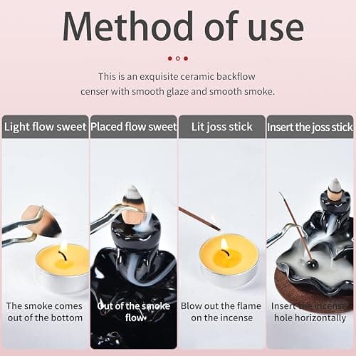 XUDREZ Waterfall Backflow Incense Burner with 20pcs Cones, Home Decorative Sticks Holder for Fragrance and Ornament thumbnail 4
