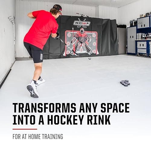 HockeyShot All-Star Dryland Flooring Tiles 10 Pack, 18x18, White, Non-Skateable - Year-Round Hockey Training Surface, Versatile, Durable, Easy Install, Made in Canada. thumbnail 5