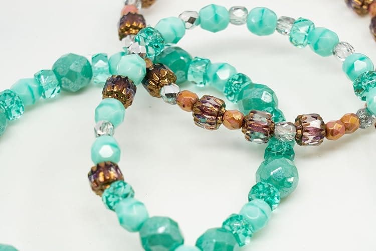 0.9 oz (25g) Gentle Mix of Faceted Fire Polished Czech Glass Beads (Round, Rondelle etc) 4-9mm, Teal Turquoise thumbnail 3