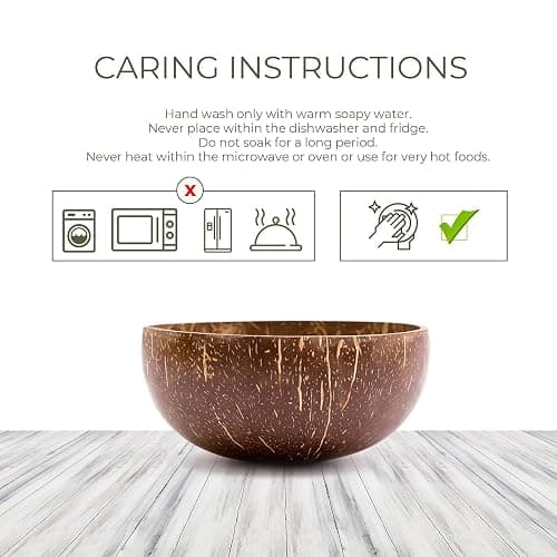 ENEOCARE Natural Coconut Bowls with Spoons and Forks | Eco-friendly Vegan Organic Non-toxic Reusable Smoothie Buddha Acai Bowl for Kitchen, Dining and Decoration (Set of 2) thumbnail 6