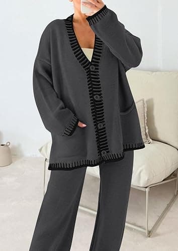 PRETTYGARDEN Lounge Sets for Women Fall 2025 Loungewear 2 Piece Outfits Cardigan Sweaters Track Suit Matching Winter Clothing thumbnail 8