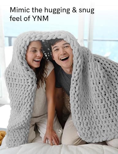 YnM Chunky Throw Blanket, Hand Knitted with Chenille Yarn, Skin Friendly, Ventilated and Breathable, Machine Washable, Home Décor Piece for Couch, Sofa and Bed (Glacier Grey, 40x50 Inch) thumbnail 7