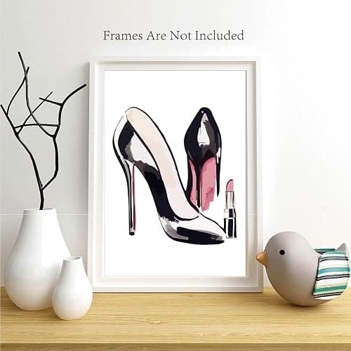 CREATCABIN 4 Toile Rose-Impression sur Toile-Peinture Murale-Talons Hauts-Mode Femme-Maquillage-Parfum-Poster-Décoration Murale Rectangulaire-Huile en Fibre pour la Maison-25x20cm-Sans Cadre thumbnail 2