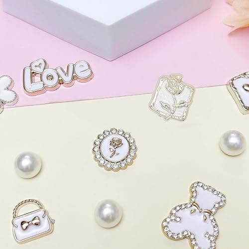 Bling Shoe Charms for Women, Sparkle Rhinestones Shoe Decoration Charms, Girly Shoe Chains for Clog Sandals, DIY Shoe Accessories for Party Favor - White thumbnail 7
