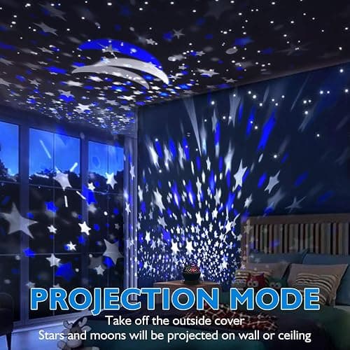 RICTLY Night Light for Kids, Kids Night Light Nebula 360 Degree Rotation - 4 LED Bulbs 12 Light Color Star Projector Changing with USB Cable, Romantic Gifts for Men Women Children thumbnail 2