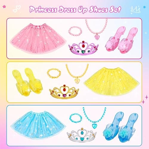 Meland Princess Dress Up for Girls - Dress Up Clothes with Shoes & Skirts, Princess Toys for Toddler Girl 3,4,5,6 Years thumbnail 9