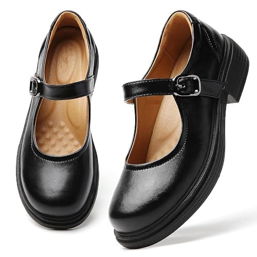OKJ Mary Jane Shoes Women Flat Platform Mary Janes for Womens Comfortable Flats Dressy Casual School Cute Non Slip Work Shoes thumbnail 5