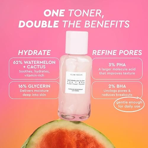 Glow Recipe PHA + BHA Face Toner - Korean Skin Care Pore Minimizer & Gentle Facial Exfoliator for Tightening, Hydrating & Exfoliating - Glycerin, Watermelon & Cactus Water (40ml) thumbnail 4