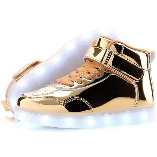 APTESOL Kids LED Light Up Shoes with Adjustable Hook & Loop - Rechargeable High Top Flashing Sparkly Luminous Glowing Sneakers, Cool Adorable Light-Up Tenis for Boys Girls thumbnail 3
