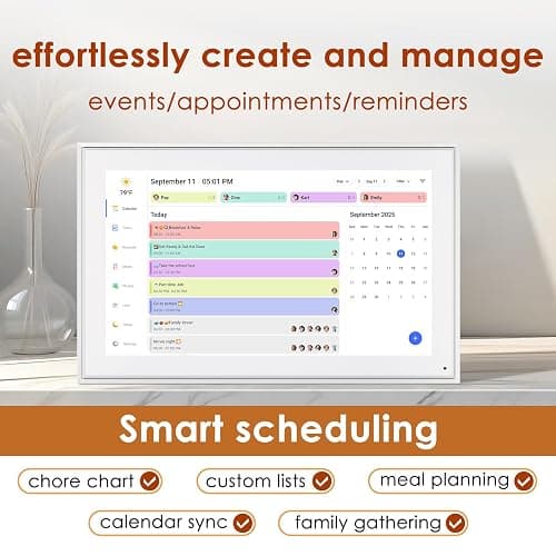 Digital Calendar 15.6 Inch, Electronic Calendar Chore Family Schedules, Smart Weekly and Monthly Planner, 1920 * 1080P IPS Touchscreen Interactive Display - Wall Mount White thumbnail 5