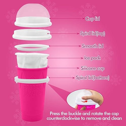 500ML Slushie Maker Cup - DIY Magic Slushy Maker Squeeze Cups, Portable Smoothie Squeezes Cup for Milk and Ice Cream Make, Double Layer Slushy Maker Cups, Birthday Gifts for Family (Pink, 500ML) thumbnail 5