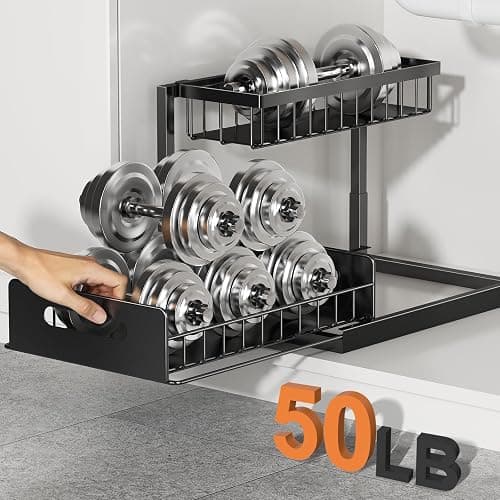 REALINN Under Sink Organizer, Pull Out Cabinet Storage 2 Tier Slide Out Sink Shelf, Kitchen Organizers and Storage, Black, 1 Pack thumbnail 3