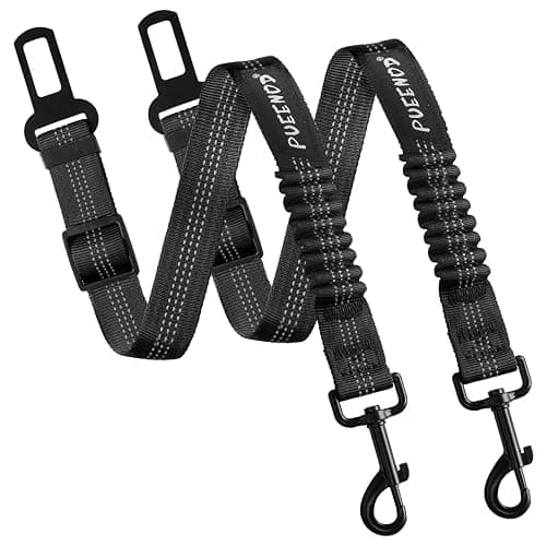2 Pack Dog Seat Belt Adjustable Dog Car Seatbelts for Vehicle Nylon Pet Safety Seat Belt with Elastic Bungee Buffer Reflective & Durable Car Harness for Dogs thumbnail 7