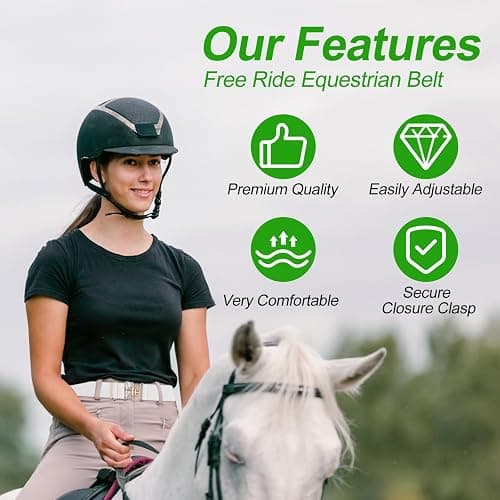 PEUTIER Women's 2pcs 1.5in Elastic Equestrian Belt, Surcingle Buckle Horse Bit Belt for Horseback Riding Sports, Black, Medium thumbnail 5