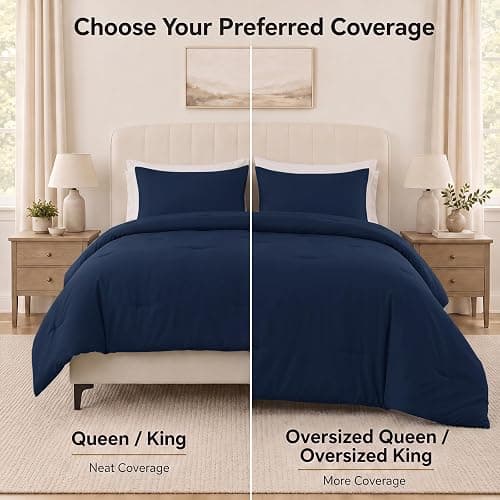 CozyLux Full Comforter Set, 3 Pieces Down Alternative Bedding, Navy Blue | 270 GSM All Season Comforter with 4 Corner Ties for Use as a Duvet Insert, OEKO-TEX Certified, 2 Pillowcases, 82 x 86 in thumbnail 6