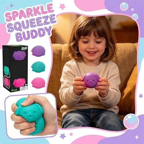 Cool Dogs Squishy, 3 Pack Sugar Ball Designs, Anxiety Relief Squeeze for Sensory Play, Sensory Fidget, Slow Rising Squishy Stress Balls thumbnail 4