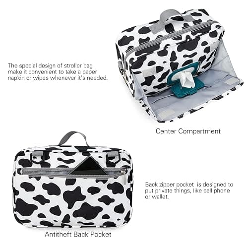 MOMIGO Baby Diaper Caddy Bag - Diaper Caddy Tote Baby Stroller Bag Nursery Storage Bin for Diapers, Wipes & Toys Mini Diaper Bag for Outdoor (Cows) thumbnail 3