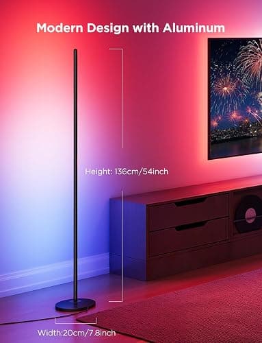 Govee RGBIC Floor Lamp Basic, LED Corner Lamp Works with Alexa, 1000 Lumen Smart Modern Floor Lamp with Music Sync and 16 Million DIY Colors, Color Changing Standing Lamp for Bedroom Living Room Black thumbnail 8