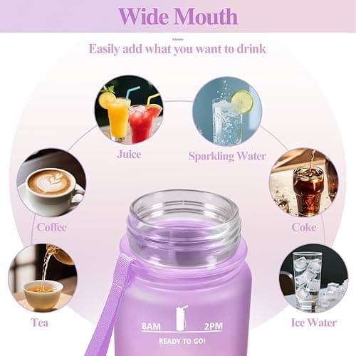 Motswedi Gourde Sport, 1000ml Anti Fuite, Gourde Paille, Réutilisable, Bouteille d'eau, sans BPA, Bouteille Reutilisable, pour Adulte, Randonnée, l'école, Fitness, Yoga, Violet Clair & Rose Clair thumbnail 3