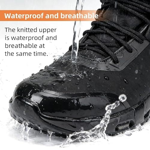 KEFUWU Military Tactical Boots Men Wide Waterproof 6 Inches Lightweight Durable Side-Zip Combat Boots Work Hiking Non Slip Boots thumbnail 3