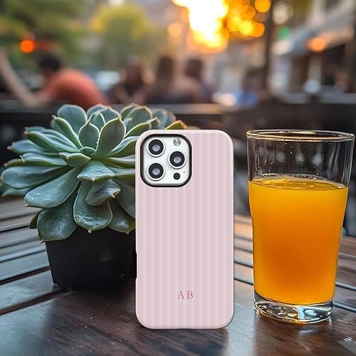 JACFLORAL Magnetic Shockproof Phone Case Compatible with iPhone 17/16/15/14/13/12/11, Custom Initial Letter Design, Minimalist Stripe Pattern Hard Back Cover for Women Men thumbnail 5
