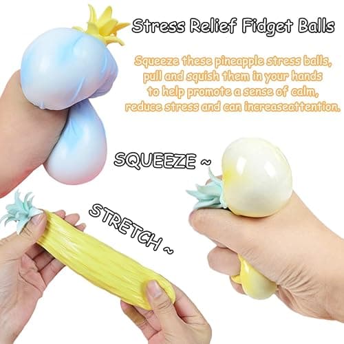 4 Pcs Pineapple Stress Ball, Fidget Toys Ball for Pressure Release Party Gifts,Stress Relief for Kids & Adult Tricky Funny Squeeze Toy (Random Color) thumbnail 5
