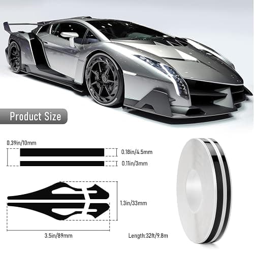 ZTGPMP 2 Rolls 32Ft Car Pinstripe Tape, Automotive Pinstriping Tape Stickers Vinyl DIY Stripes Pinstripe Emblems Trim Decals for Car, SUVs, Pickups, Motorcycle and Boat, Racing Stripes (Black) thumbnail 2