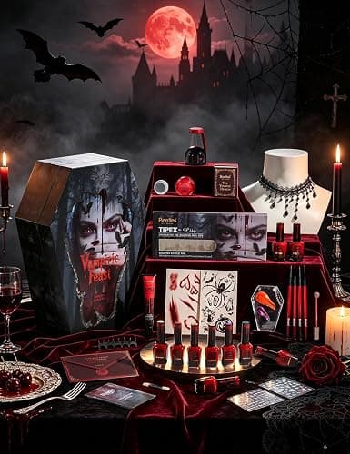 Beetles Halloween Box Vampiric Feast, Gel Nail Polish Kit with UV Light | HEMA- and TPO-Free 8-Color Gel Polish Set with Nail Tips and Stickers for Halloween DIY Nail Art and Gifts for Women - Image 1