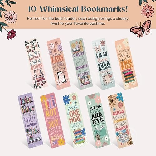 Kaciola Studio10 PCS Booklovers Cute Bookmarks, Funny Bookmarks for Women, Double Sided Bookworm Design Book Lovers Gifts,Book Accessories for Women Men Students Teachers Reading thumbnail 3