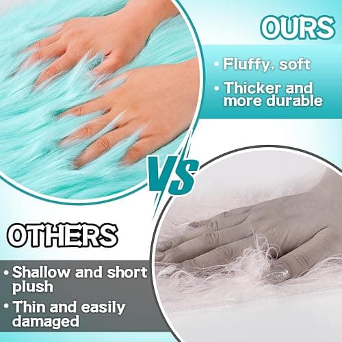 2 Pcs Locker Decor Rug for Middle ＆ High School Girls, 12" x 12", Lake Blue | Cosweet Mini Locker Accessories, Non-Skid Backing, Soft Fluffy Area Carpet, Aesthetic Nail Photography Props thumbnail 4