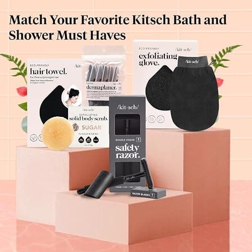 Kitsch Exfoliating Glove – Korean Exfoliating Mitt & Deep Exfoliating Body Scrubber for Shower, Bath | Body Exfoliator, Dead Skin Remover | Skin Care for Smooth, Renewed Skin - 1pc, Black thumbnail 9