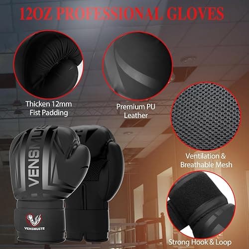 Vensmuste Punching Bag for Adults, 4FT Oxford Heavy Boxing Bag Set, Punching Bag with 12OZ Boxing Gloves, Chains, Hand Wraps, etc. Suitable for MMA Karate Kickboxing Boxing - Unfilled thumbnail 3