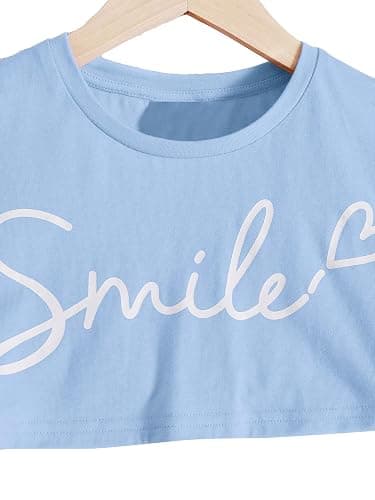 OYOANGLE Girl's 3 Pieces Summer Outfits Graphic Print Crop Tee Top and Cami Top with Shorts Set thumbnail 3