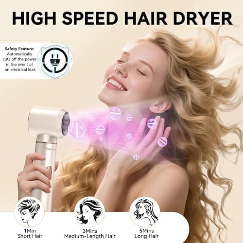 Nawedaa 5-in-1 Hair Dryer Brush Set, Detachable Hot Air Brush with Auto Wrap Curlers, Ionic Blow Dryer Brush for Fast Drying, Volumizing, Straightening & Salon Styling for All Hair Types(Beige) thumbnail 4
