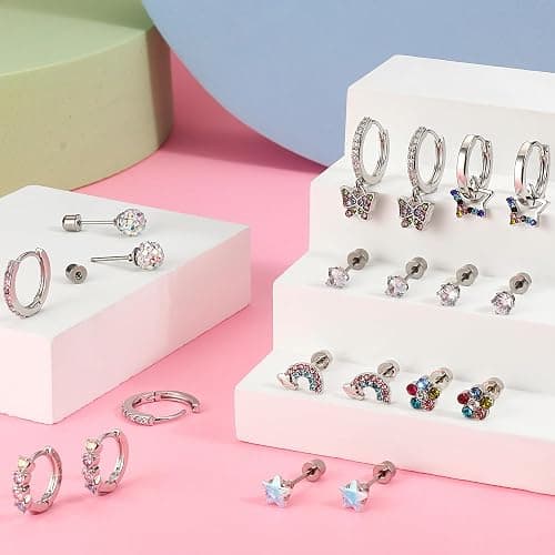 Hypoallergenic Earrings For Girls Women Surgical Stainless Steel Screw Back Earrings Set For Sensitive Ears Kids Earrings Toddler Earrings Cute Girls Earrings thumbnail 6
