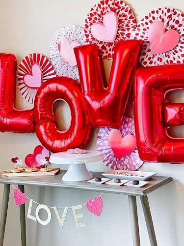[85 PCS] 16" Red Letter Number Balloons, Happy Birthday & 2 Sets of A-Z 0-9, Foil Mylar Aluminum Hanging Alphabet for Valentine's Day Anniversary Graduation New Year eve Birthday Party Decorations thumbnail 2