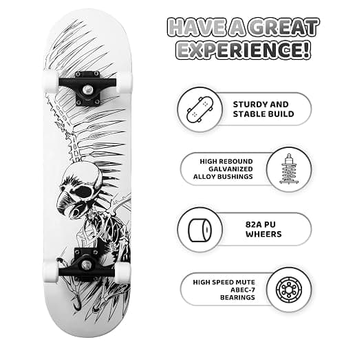 Nattork 31 Inch Complete Skateboard, Standard Skateboards for Beginners, Wood 9 Layer Canadian Maple Trick Skate Boards for Boys Girls Youth Teens Adults thumbnail 4