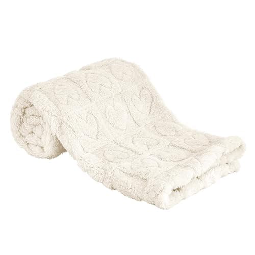 Yurhap Heart Baby Blanket, Love Plush Fleece Baby Blankets for Boys Girls | Soft Sherpa Baby Boy Blankets for Infant Toddler Newborn Gifts, Fluffy Baby Essentials, For Crib Stroller, 30"x40", Cream - Image 1
