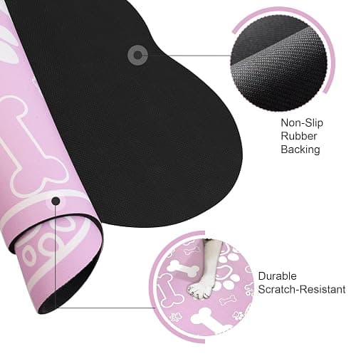 Dog Cat Mat for Food and Water,Rapid Absorbent Pet Feeding Mat, Bone Shaped Dog Placemat Bowl Mat with Rubber Backing,No Stains Pet Food Mats Indoor, Pet Accessories Supplies,Pink 12"×18" thumbnail 3