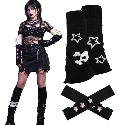 Star Arm Warmers Print Two Side Wear Leg Warmers Set Y2k Girls Japanese Kawaii Harajuku Accessory - Image 1