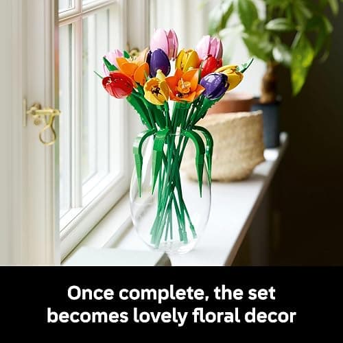 LEGO Botanicals Tulip Bouquet Building Set for Adults - Gift for Birthdays - Bedroom, Book Shelf & Office Decor for Women & Men, Ages 18+ - Artificial Flowers Crafting Kit - 11501 thumbnail 7