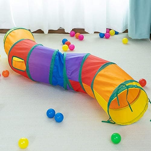 iCAGY Cat Tunnel for Indoor Cats Interactive, Rabbit Tunnel Toys, Pet Toys Play Tunnels for Cats Kittens Rabbits Puppies Crinkle Pop Up 47" Shape S thumbnail 5