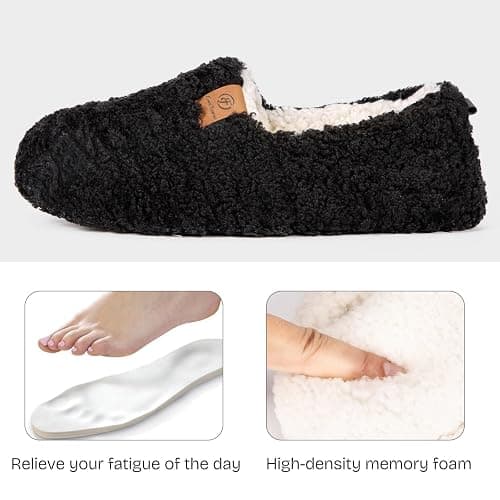 EverFoams Women’s Soft Curly Full Slippers Memory Foam Lightweight House Shoes Cozy Loafer with Polar Fleece Lining thumbnail 4