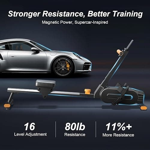 2026update Magnetic Rowing Machines for Home,Rower Machine with 16 Levels,Powerful Silent Magnetic Resistance,350lbs Weight Capacity,LCD Monitor,Silent Rail System,Row Machine for Home Gym Exercise thumbnail 2