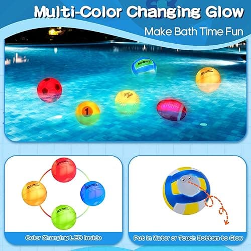 Light Up Bath Toys, Bathtub Basketball Hoop for Kids 1-3, Toddler Pool Water Table Toys 6-12-18 Months, Sensory Toys for Tub Pool Swimming Shower, Baby Bathtime Gifts for Newborn Boy Girl Birthday thumbnail 6