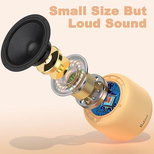 Bobtot Portable Bluetooth Speakers with Strap Easy to Carry, Wireless Waterproof Mini Speaker with Loud Stereo Sound, 20 Hours Playtime, Rechargeable Battery, Built-in Microphone, Orange thumbnail 3