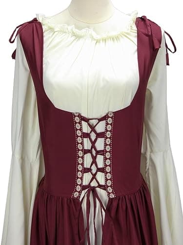 Abaowedding Womens's Medieval Renaissance Costume Cosplay Over Dress thumbnail 5