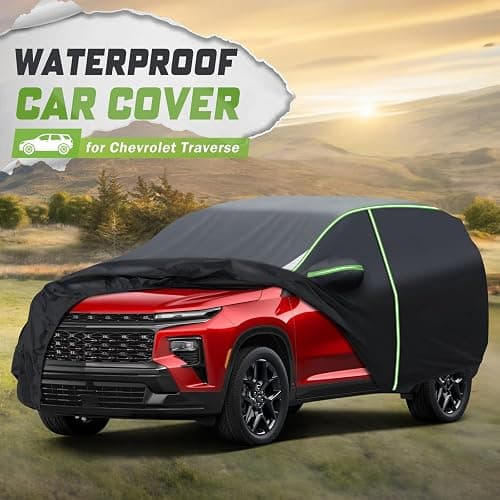 Mixsuper Liner Car Cover for Chevy Traverse 2009-2026, 7 Layers Full Car Cover All Weather Car Covers for Chevy Traverse, Waterproof Outdoor Cover with Zipper Door Reflective Strips thumbnail 2