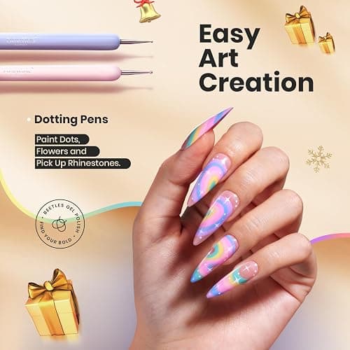 Beetles Gel Polish Nail Art Brushes, 6 Pcs Fingernail Art Design Pens, Wood Alloy Handle, Dotting Pen Clean Up Liner French Nail Brush Set, DIY Manicure Tools Gift for Women thumbnail 4